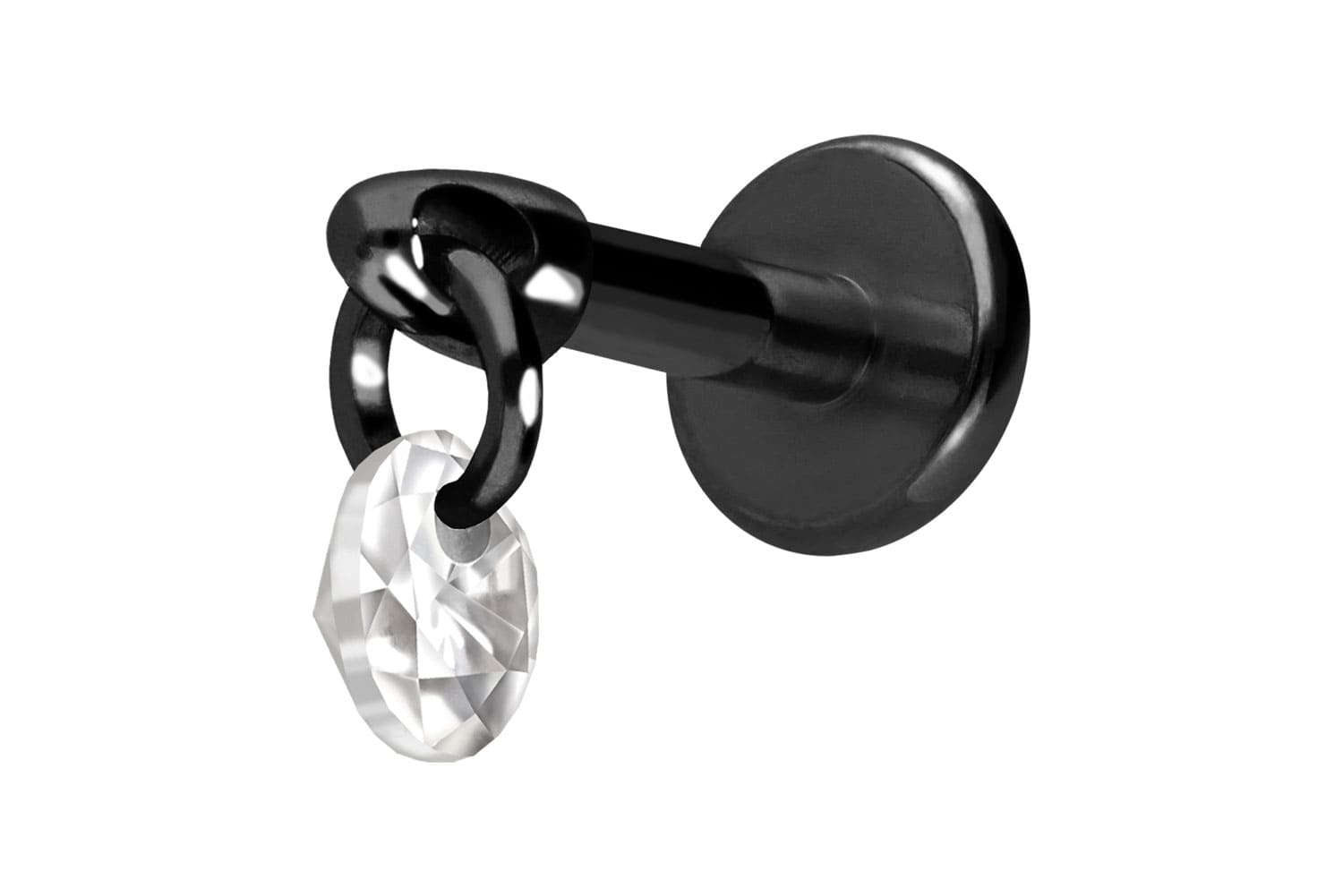 Titan Labret Piercing mit Innengewinde RUNDER KRISTALL